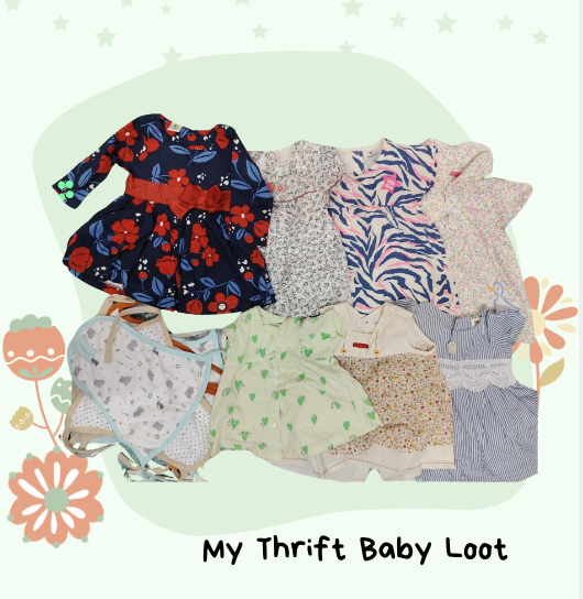 Assorted set of preloved soft cotton clothing items for baby (0-3 months)